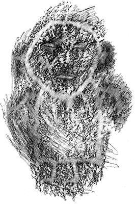 rubbing of tree spirit stone carving from India