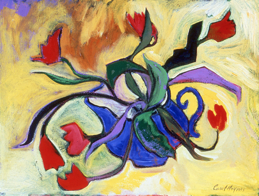 Blue Pitcher & Tulps